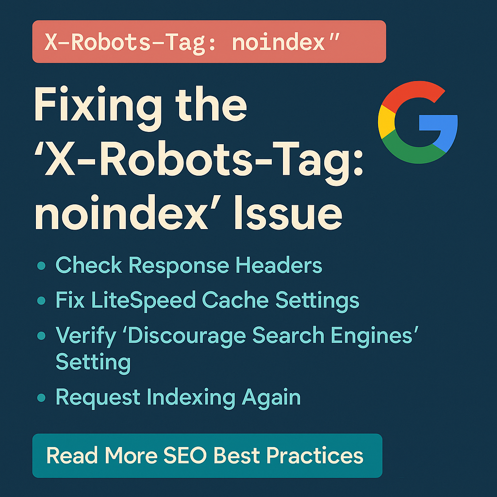Fix X-Robots-Tag noindex issue in WordPress – step-by-step guide for Google Search Console and LiteSpeed Cache settings