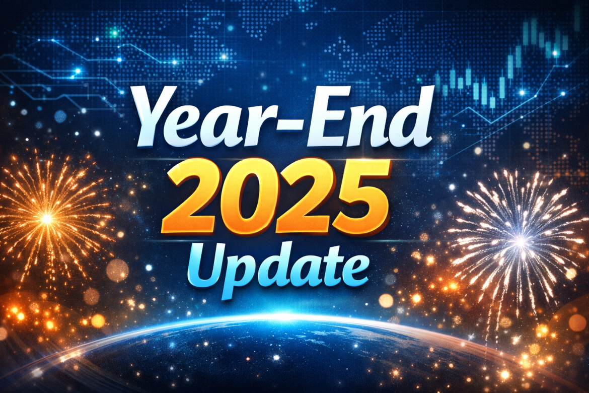 Year-End 2025 Update featured image with global digital background and year-end fireworks, symbolizing updated VPN and tech guides going into 2026