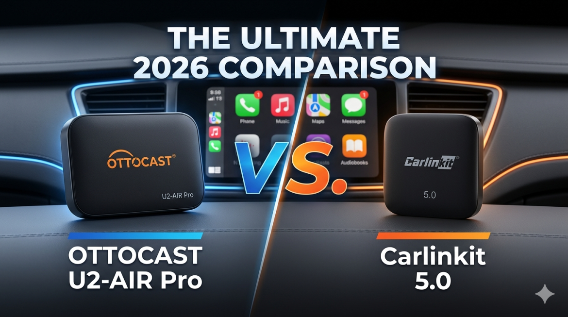 Ottocast U2-AIR Pro vs Carlinkit 5.0 wireless carplay adapter comparison 2026